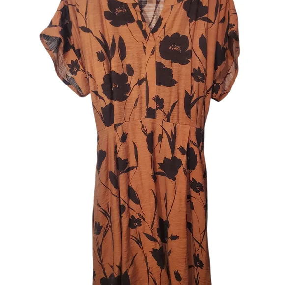 Simply Vera Vera Wang Brown and Black Floral Dress - Picture 3 of 3